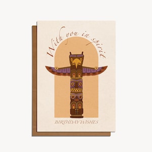 Com você no Espírito Cartão de felicitações estilo Boho de feliz aniversário, A6