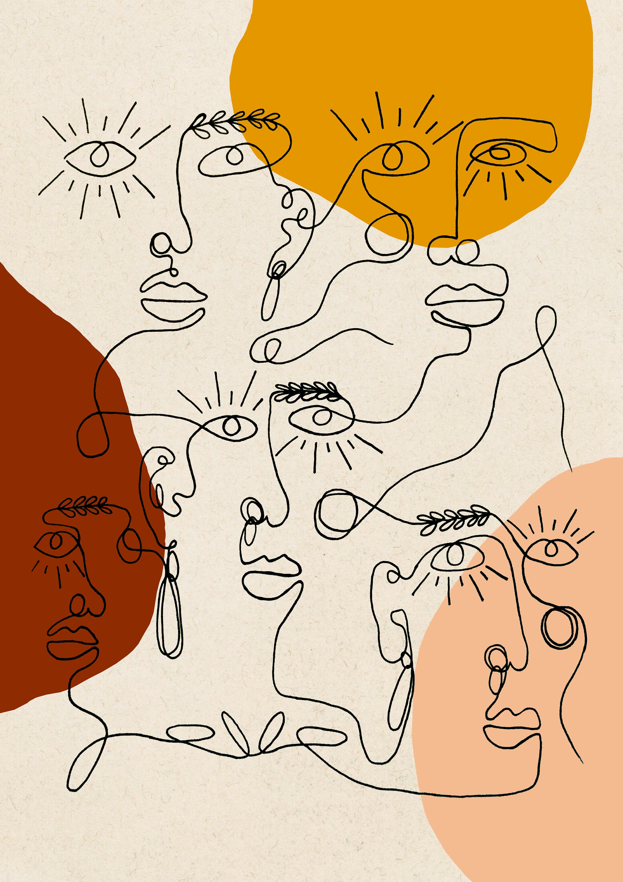 Abstract Faces II A4 Print Minimalista Contemporáneo - Etsy España