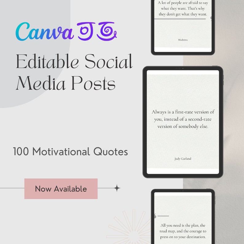 Canva Template 100 Motivational Quotes Template Editable Readymade