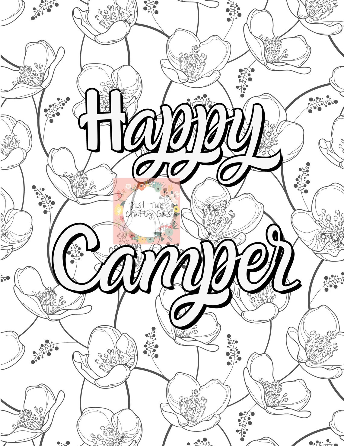 Happy Camper Coloring Page Digital Download Only High | Etsy
