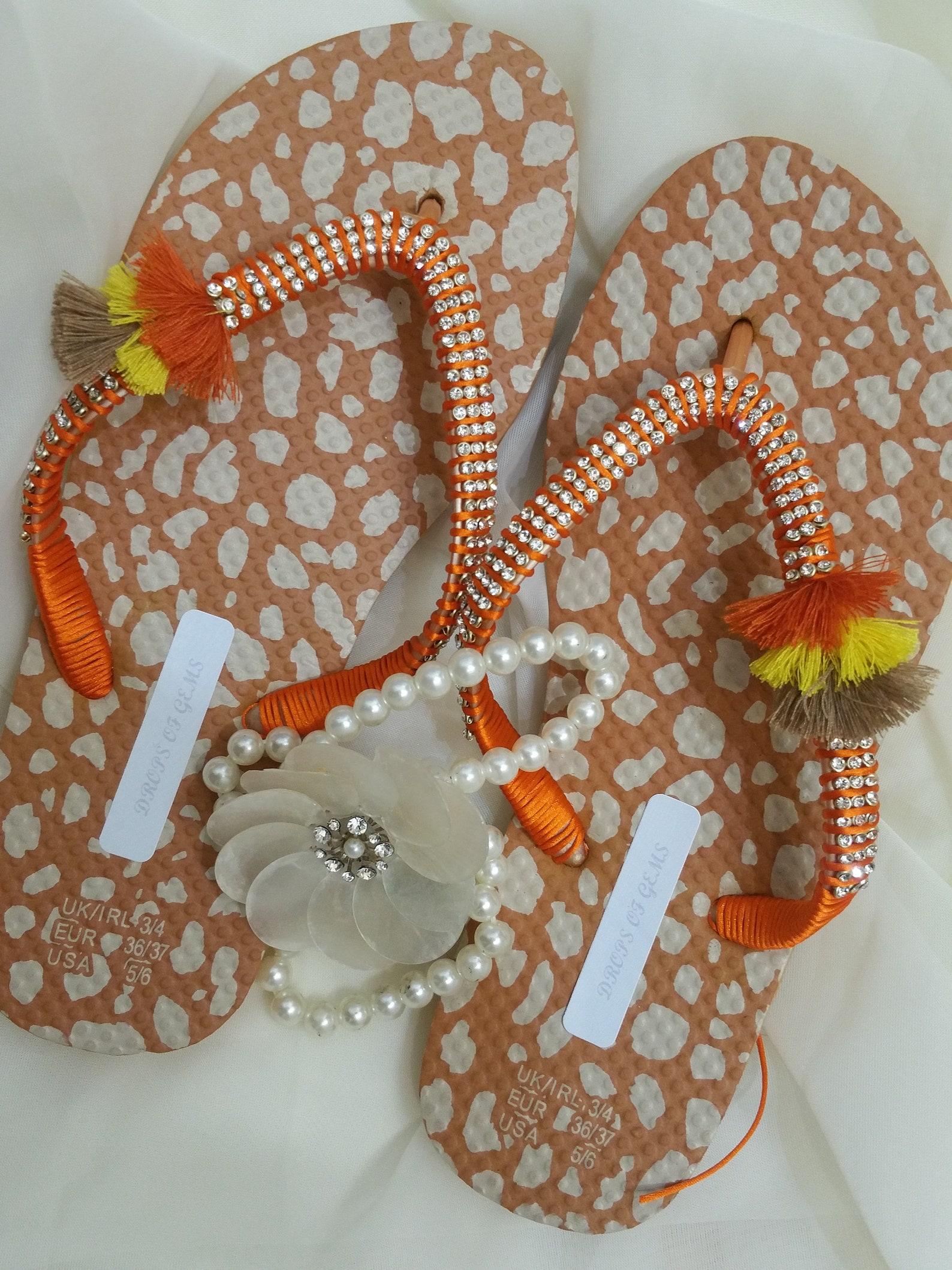 Decorated Flip Flops and Embellished with Three Layers Colourful Pompom