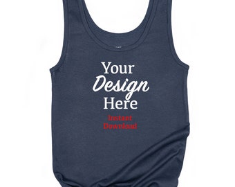 Blaues Tank Top Mockup Frau Digital