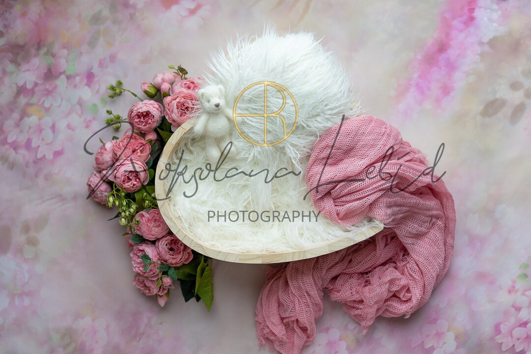 Newborn Digital Backdrop Heart Shape Basket Etsy