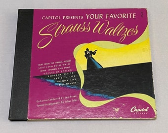 Capitol Records "Your Favorite Strauss Waltzes" BD-22, Three 10" 78RPM Shellac Records in Book