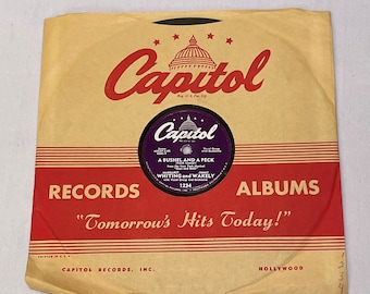 Whiting and Wakely 78RPM Shellac Record, Capitol Purple Label