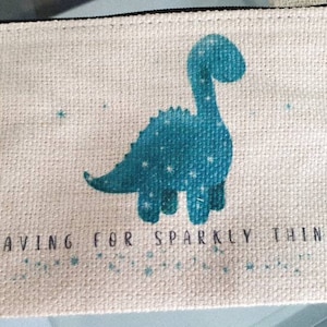 Dinosaur Zippy Coin Purse, Pretty Sparkly Dino Art Illustration Support de serviettes hygiéniques, sac d’hygiène discret, petit sac de section de trousse de premiers soins