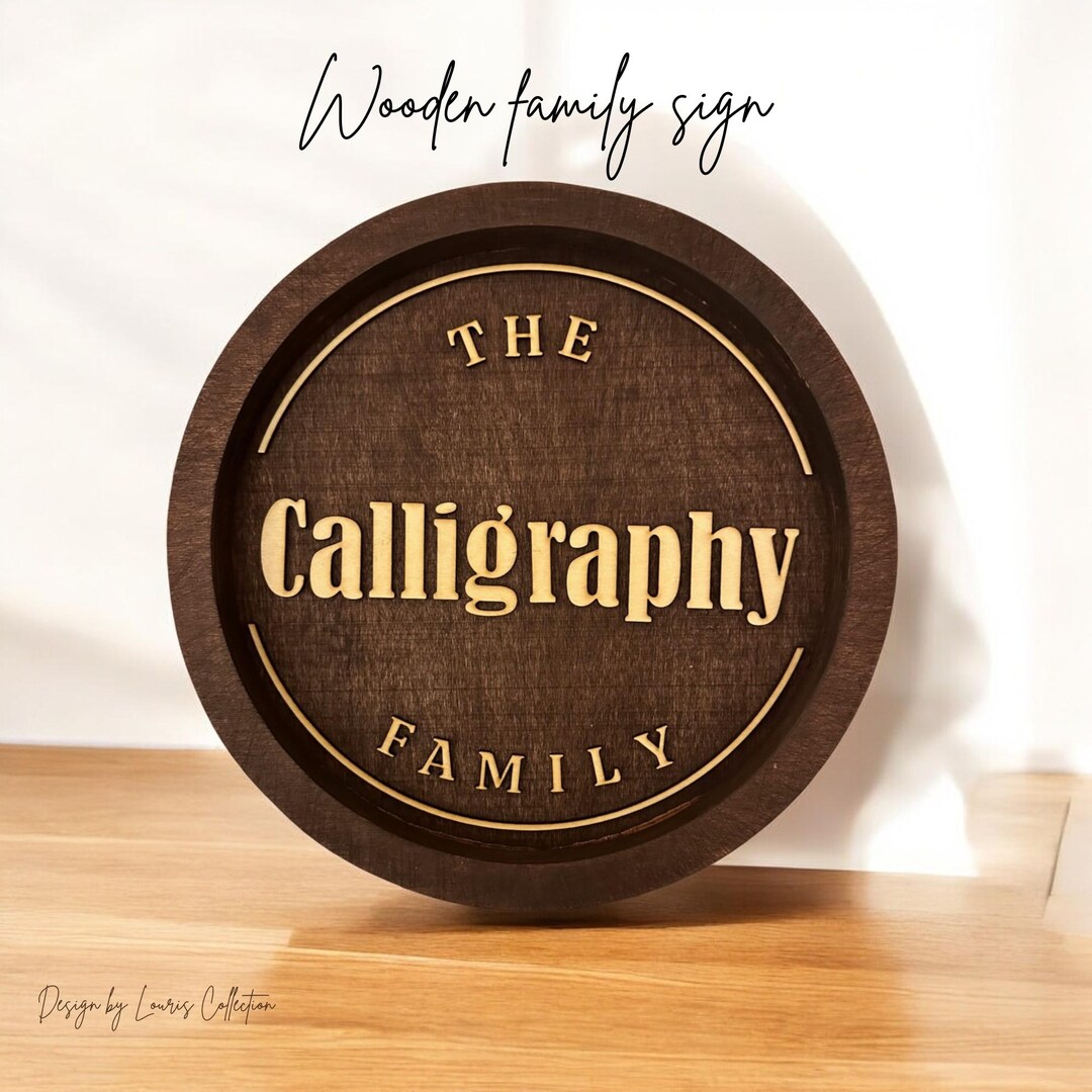 Personalized Family Circle Wooden Sign - Up to 6 People & 3 Pets - Halloween Gift Idea for Family main image 1