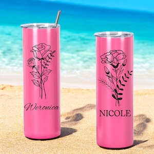 Personalized Engraved  Tumbler 30 Oz , Custom Vacation Cups,  Skinny Tumbler with Name, Laser Engraved 20 oz Trumbler
