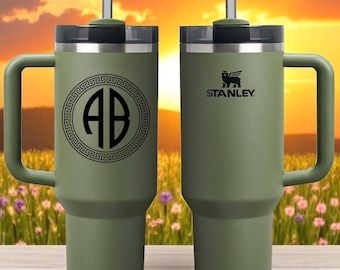 Custom Engraved Stanley Tumbler, Monogrammed Insulated Travel Mug