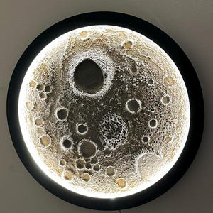 テクスチャードムーンランプ、石膏とコンクリートの月、LEDナイトライト