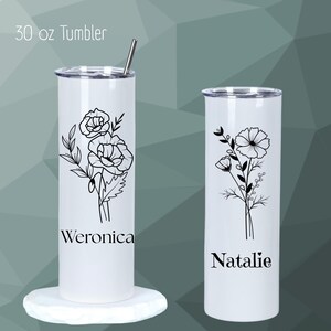Personalized Engraved  Tumbler 30 Oz , Custom Vacation Cups,  Skinny Tumbler with Name, Laser Engraved 20 oz Trumbler