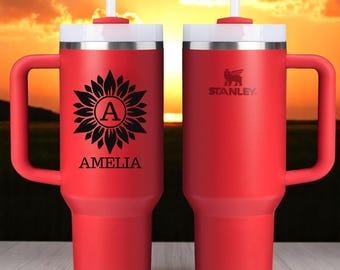 Personalized Engraved Stanley Tumbler: Monogrammed Insulated Travel Mug