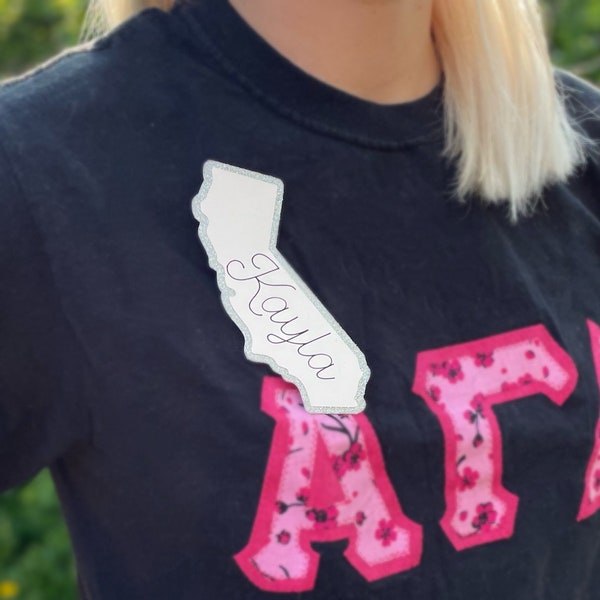 State Name Tag-Sorority Recruitment/Student Club/ Club Fair/ Bridal Shower/Door Decor