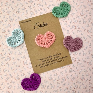 Sorella Pocket Hug Heart, regalo premuroso per sorella, regalo abbraccio all'uncinetto, sorella speciale, migliore sorella, regalo ti amo, pensando a te, sorella, abbraccio