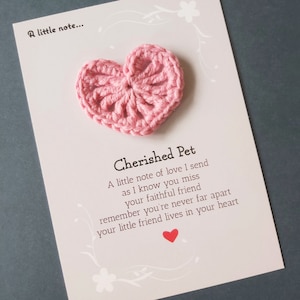Cadeau pour la perte d'un animal de compagnie | Coeur câlin de poche | En mémoire de chien, chat, lapin | Câlin au crochet | Sympathie | Je pense à vous | Boîte aux lettres | Mémorial