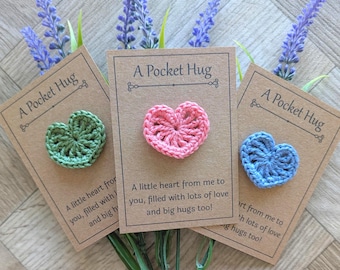 Crochet Heart Pocket Hug, Friendship Gift, Encouragement Present, Thinking of You