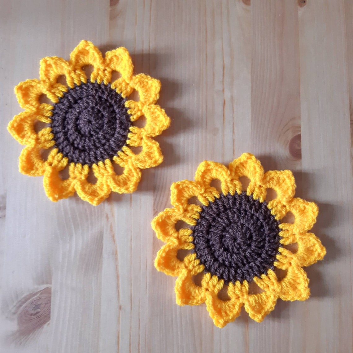 Sunflower Coasters Crochet Sunflower Coasters Gift For Etsy