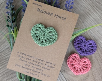 Regalo per la perdita di un amato cavallo / Cuore da abbraccio tascabile / In memoria del cavallo / Regalo di abbraccio all'uncinetto / Regalo di condoglianze / Pensando a te / Commemorazione