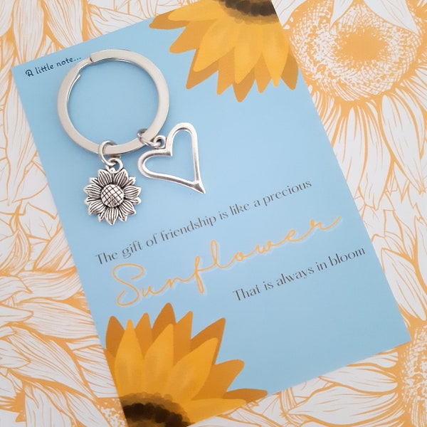 Sunflower Friendship Gift - Special Friend, Thank you Keyring Gift, Thinking of You, Someone Special, Best Friend, Encouragement, Letterbox