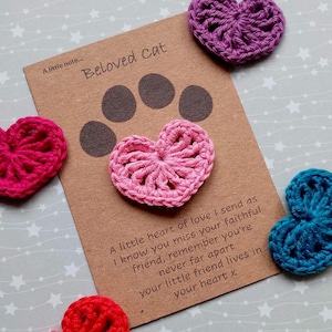 Cadeau de perte de chat bien-aimé | Coeur câlin de poche | En mémoire de chat | Cadeau câlin au crochet | Cadeau de sympathie | Je pense à vous | Cadeau boîte aux lettres | Mémorial