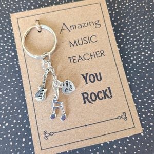 Music Teacher You Rock Keyring Gift: Tutor Thank You Present, Gift For Teacher, Guitar, Violin, Drums, Piano