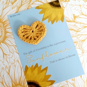 Cadeau tournesol pour ami spécial - Câlin dans la poche, une pensée pour vous, coeur au crochet, cadeau tournesol, quelqu'un de spécial, encouragement, souvenir