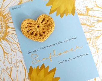 Special Friend Crochet Sunflower Heart Gift: Thinking of You Keepsake