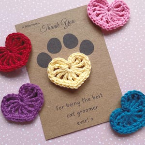 Carte et cadeau de remerciement toiletteur pour chat, cadeau du chat, câlin de poche toiletteur pour chat, cadeau attentionné, cadeau câlin au crochet, appréciation du toilettage de chat