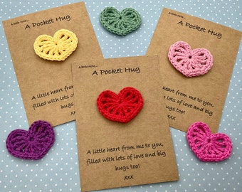 Pocket Hug Heart | Thoughtful Gift | Crochet Hug Gift | Special Friend | Lockdown | Miss You | Love You Gift | Thinking of You | Hug