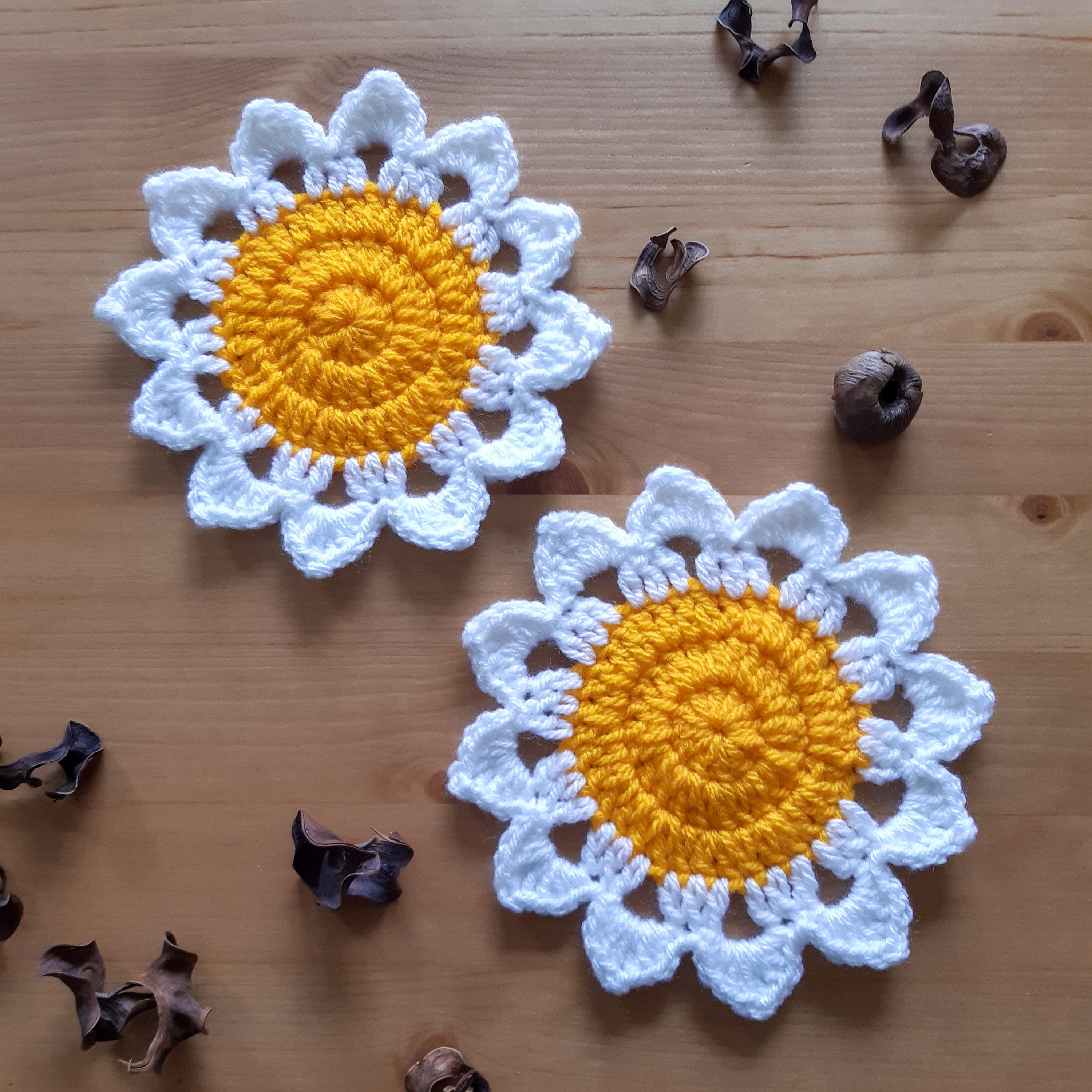 Daisy Crochet Coasters Crochet Daisy Coasters Gift For Etsy