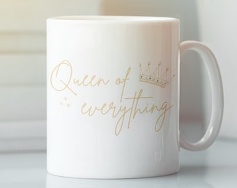 Queen Of F-King Todo Frase Retro Esmalte Taza - Divertido