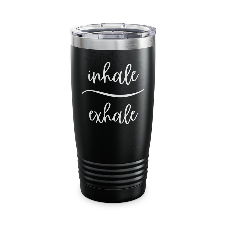 Inhale Exhale Travel Tumbler | Yoga Meditation Mug image 1