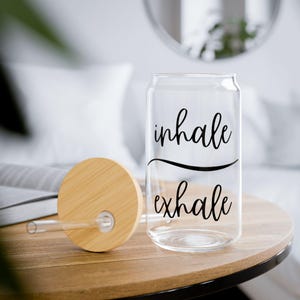 Inhale Exhale Glass Tumbler | Yoga Meditation Mug image 8