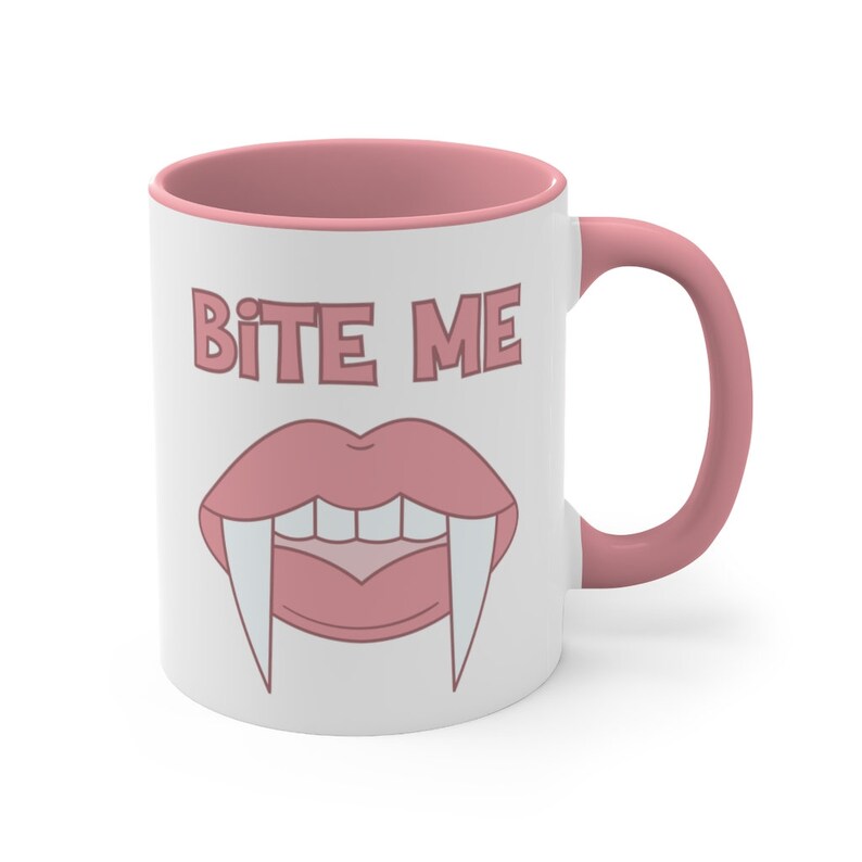 Mordez-moi tasse vampire | Mug Halloween rose image 2