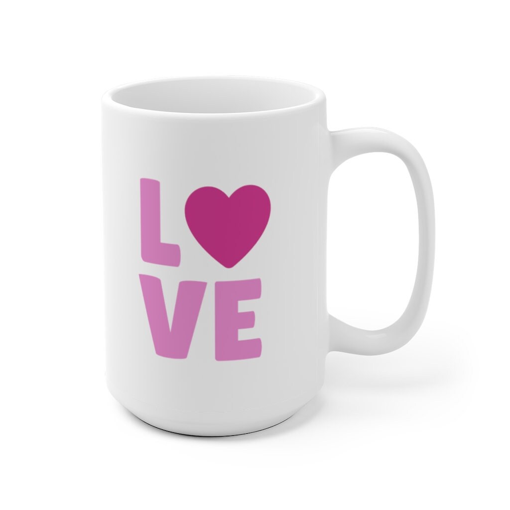 LOVE Heart Mug 11oz or 15oz White Ceramic Mug Etsy