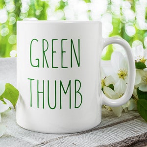 Green Thumb Mug, Botanical Coffee Cup, Plant Lover Gift