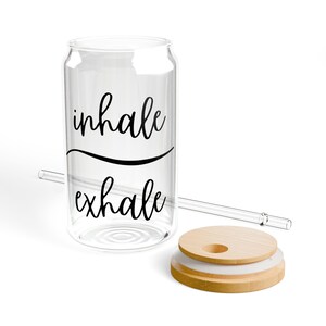 Inhale Exhale Glass Tumbler | Yoga Meditation Mug image 5