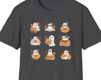 Ghost Librarian T-Shirt | Cute Halloween Reading Tee