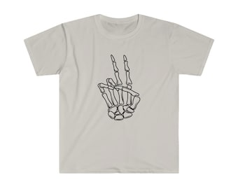 Skeleton Peace Sign Shirt | Halloween Cotton Tee