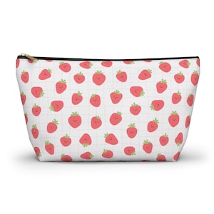 Strawberry Bag | Makeup Bag | Strawberry Makeup Bag | Strawberry Cosmetics Bag | Travel Pouch | Strawberry Lover | Smiley Strawberry