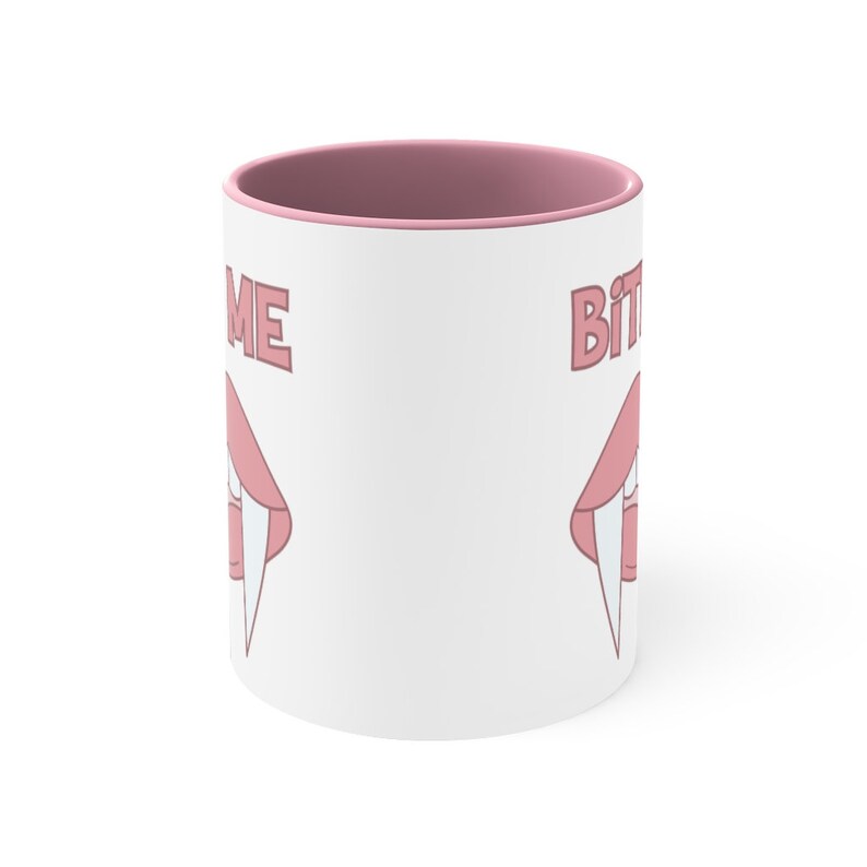 Mordez-moi tasse vampire | Mug Halloween rose image 3