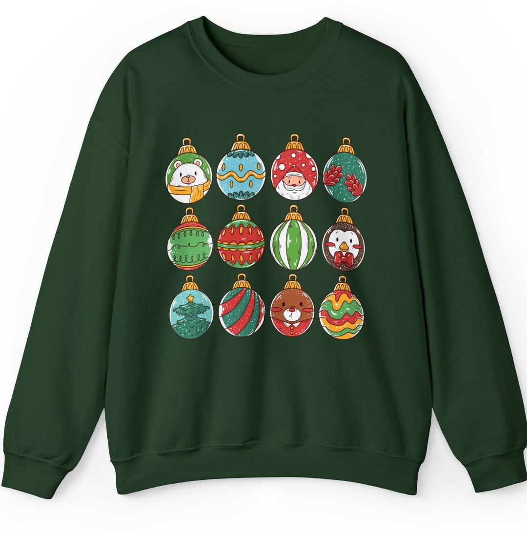 Christmas Ornament Sweatshirt Tree Ornament Sweatshirt Retro Christmas