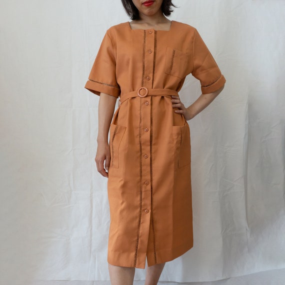 Helen - 60s Vintage Midi Dress / Picnic Dress / Mi