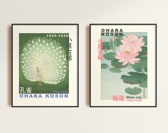 Set of 2 Ohara Koson Poster, Japanese Art Print, Ohara Koson Vintage Exhibition Print, Japanese Vintage Poster