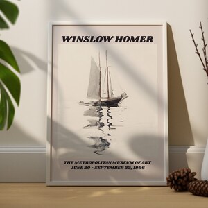 Winslow Homer Printable Art, Two–masted Schooner with Dory Winslow Homer Art Print, High Quality Printable, Winslow Homer Exhibition Poster