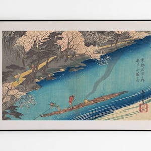 Utagawa Hiroshige, Cherry Blossoms at Arashiyama Poster, Japanese Vintage Art, Horizonal Art Print, Hiroshige Wall Decor