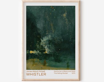 Wydruk artystyczny „Spadająca rakieta z Whistler”: Nocturne w czerni i złocie (pobranie cyfrowe)