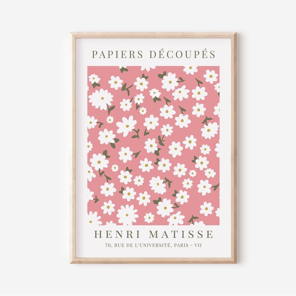 Matisse Flowers Print, Matisse Pink Flower Poster, Matisse Flower Market Print, Matisse Cutout Poster, Printable Matisse Exhibition art