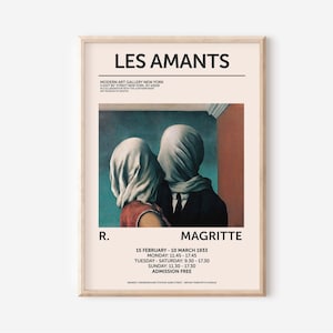 Rene Magritte Kunstausstellung Poster, Die Liebenden 1928 Print, Les Amants Poster, Vintage Art, Abstraktes Poster, druckbare hochwertige Kunst