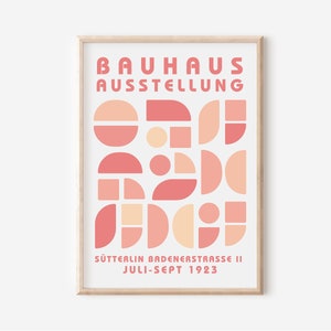 Bauhaus Exhibition Poster, Sütterlin Badenerstrasse, Bauhaus Vintage Pink Print, Minimalist Printable Art, Modern Minimal Bauhaus Poster,